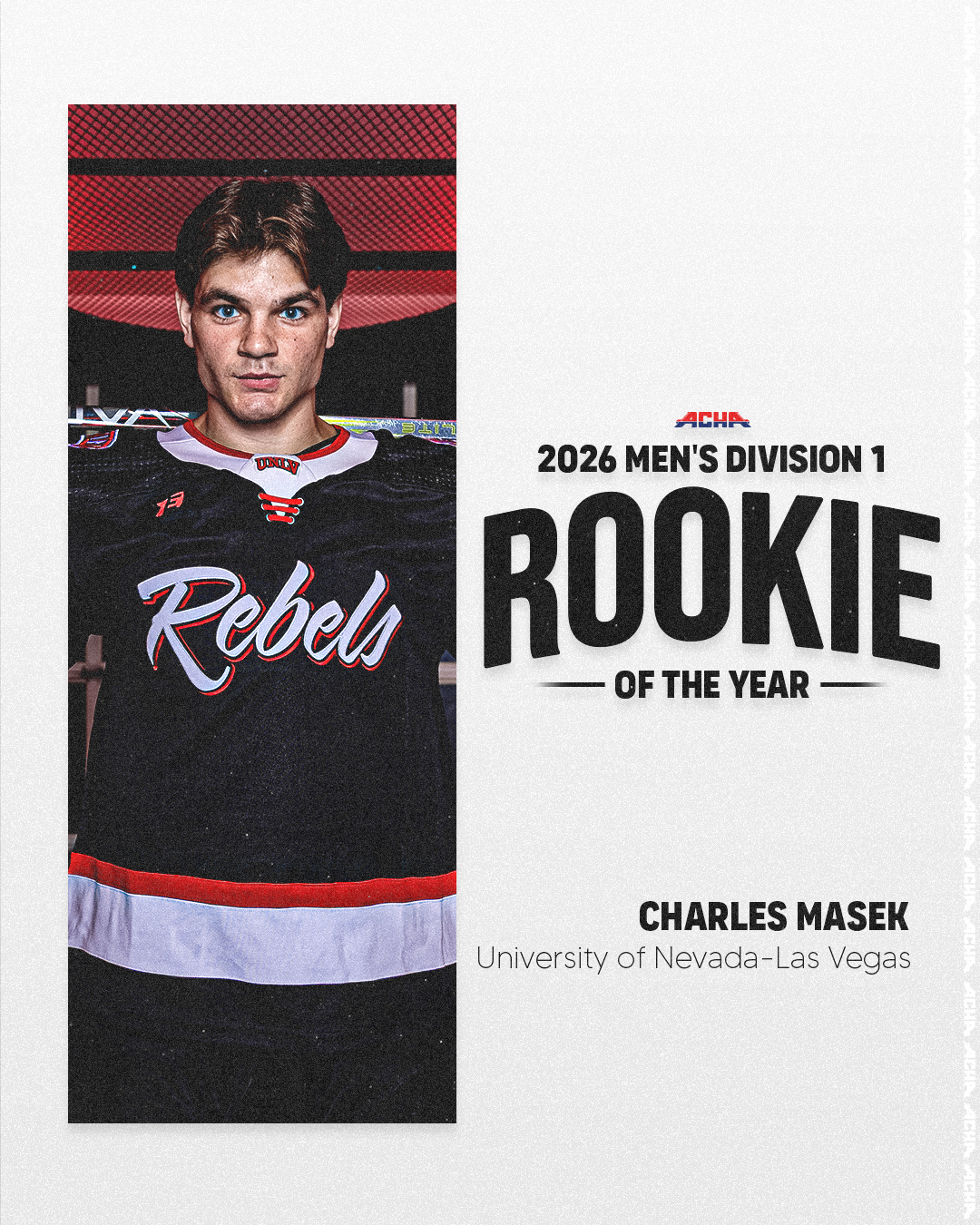 UNIVERSITY OF NEVADA-LAS VEGAS’ CHARLES MASEK NAMED ACHA M1 ROOKIE OF THE YEAR
